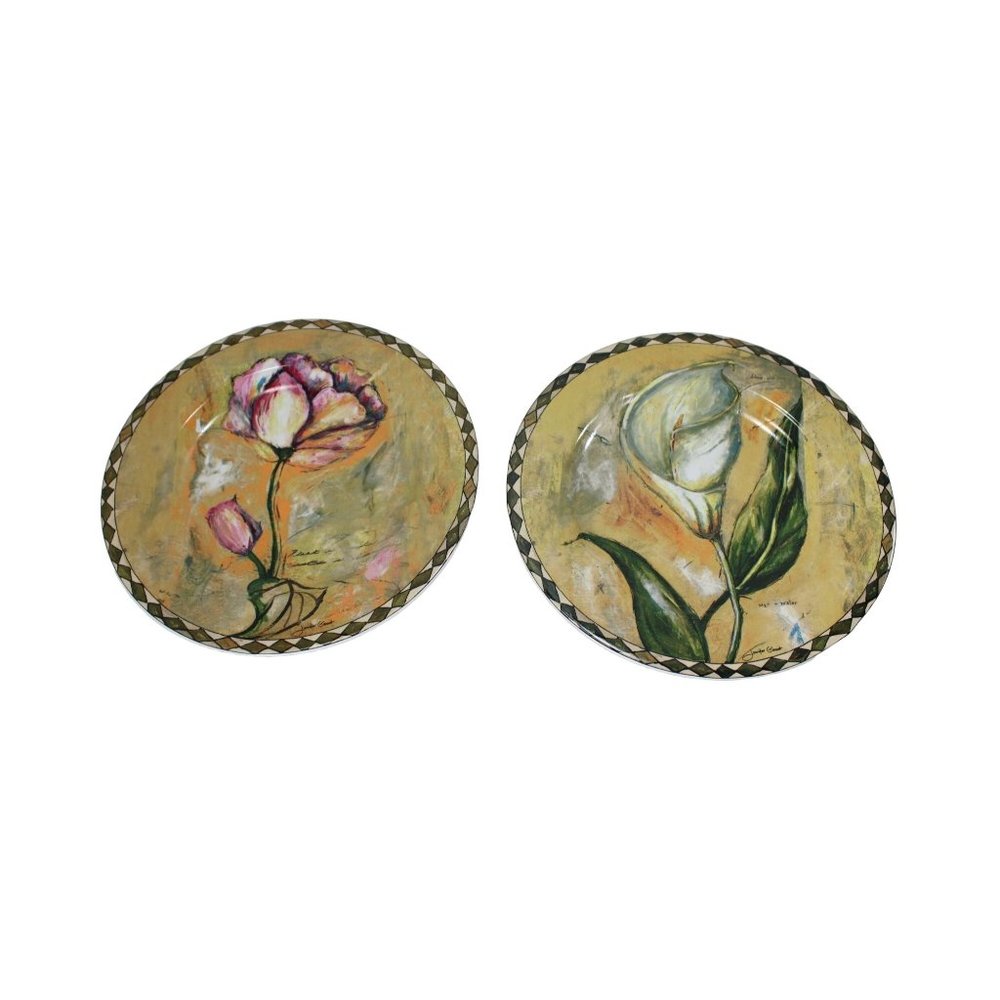 2 CasaModa Jennifer Garant Painted Garden Salad Plate Vintage 66890 Casa Moda